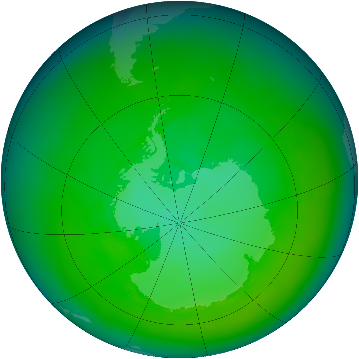 Antarctic ozone map for January 1981